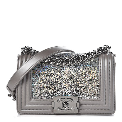Chanel Galuchat Stingray Small Boy Flap Silver 1 of 6