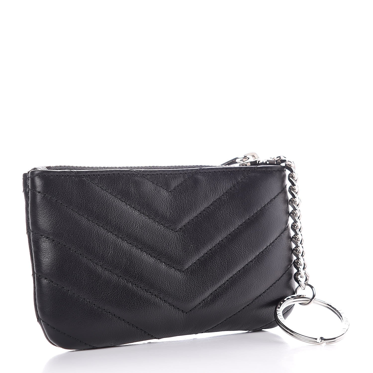 Saint Laurent Calfskin Matelasse Monogram Key Pouch Black 3 of 8