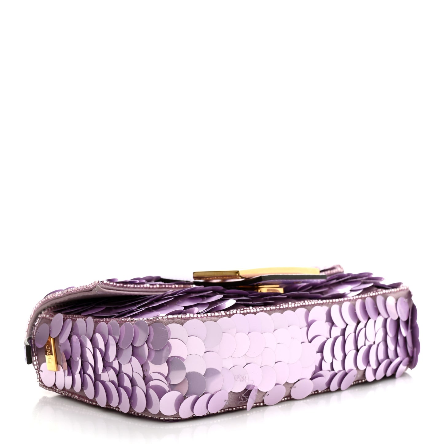Satin Sequin Paillettes Shiny Nappa Mini Baguette 1997 Lilla