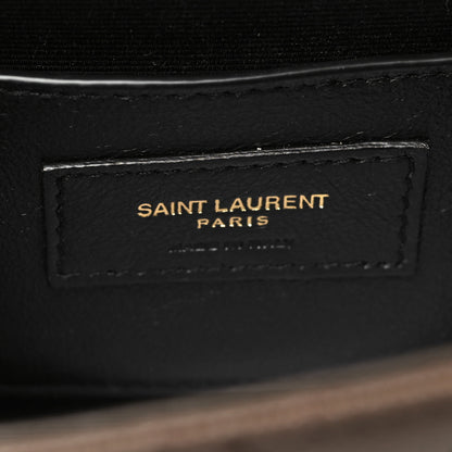 Saint Laurent Grain De Poudre Textured Mixed Matelasse Triquilt Small Monogram Satchel Taupe 6 of 9