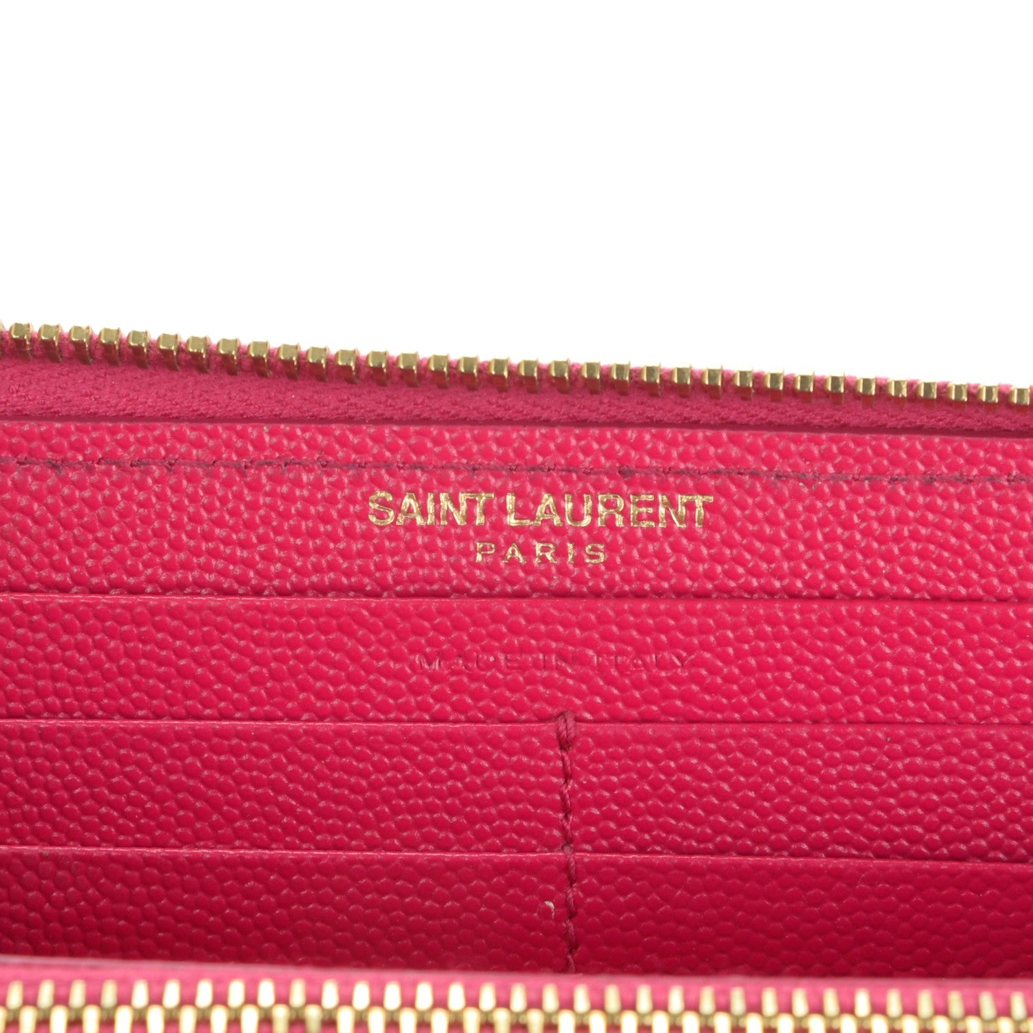 Saint Laurent Grain De Poudre Matelasse Chevron Monogram Zip Around Wallet Fuchsia 6 of 7