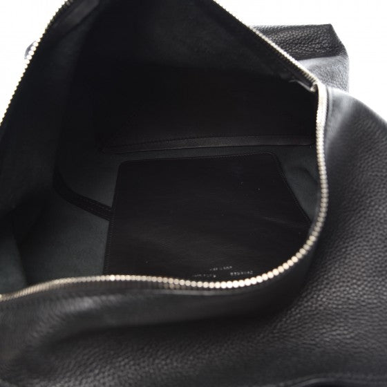 Pebbled Calfskin Medium Zip Hobo Black