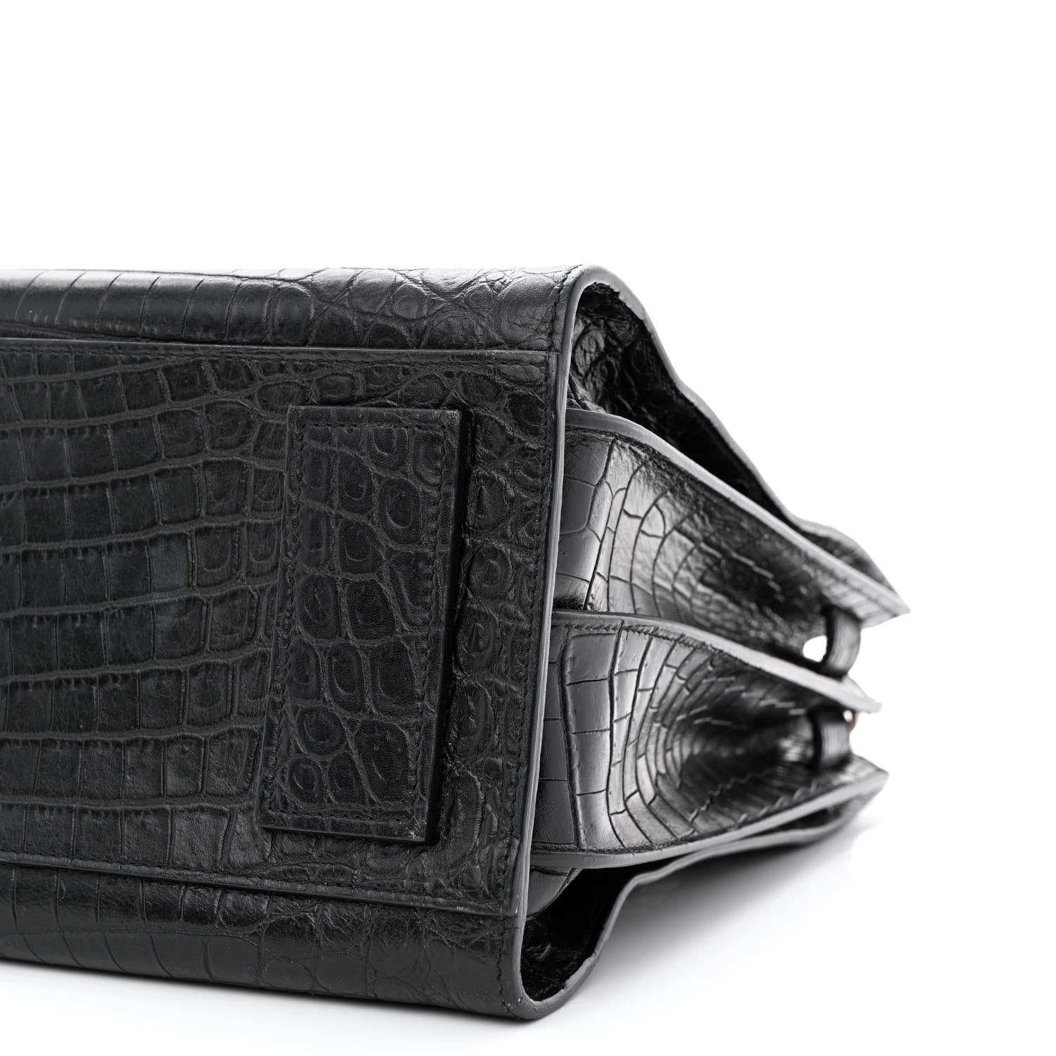 Saint Laurent Calfskin Crocodile Embossed Small Supple Sac de Jour Black 10 of 13