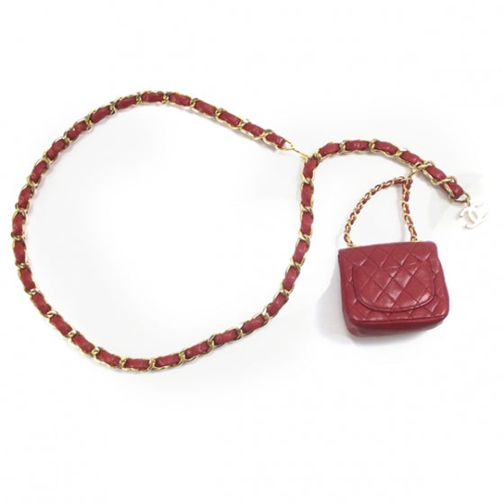 Chanel Vintage Lambskin Flap Belt Bag Red 2 of 9