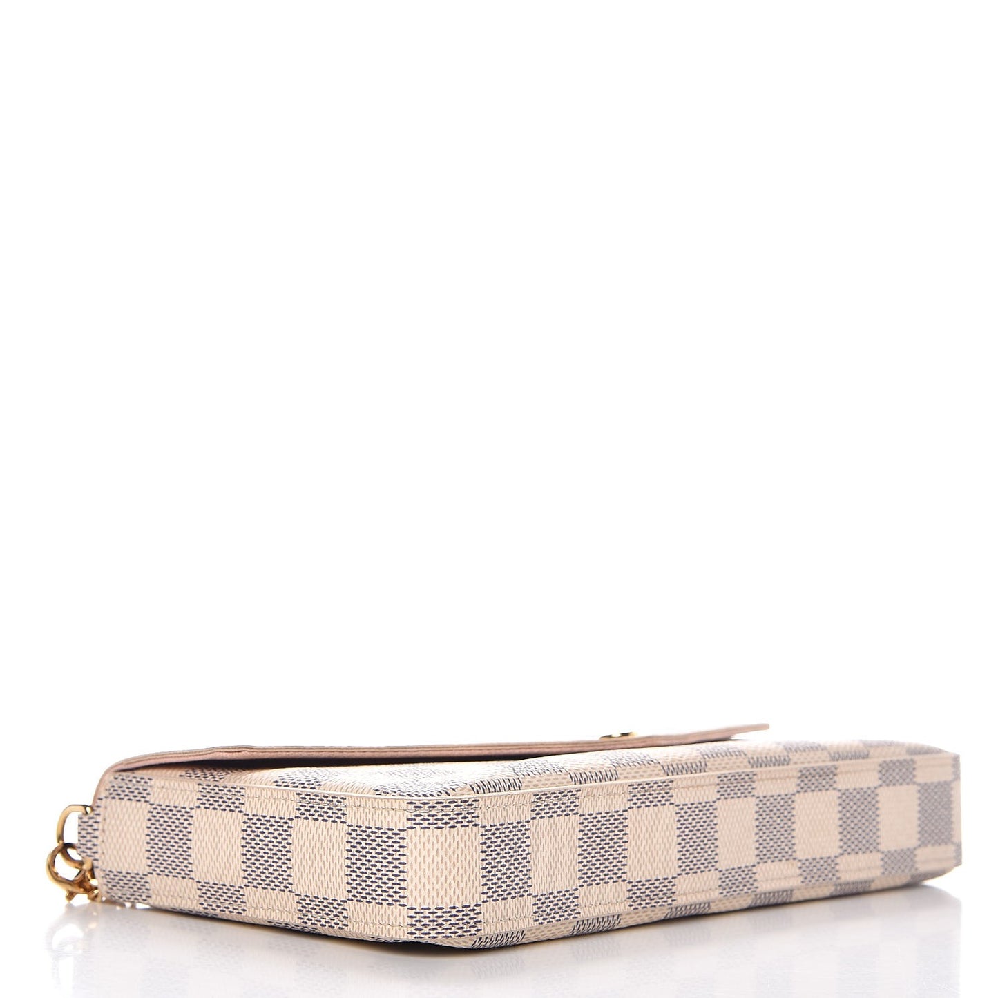 Damier Azur Pochette Felicie Chain Wallet Rose Ballerine