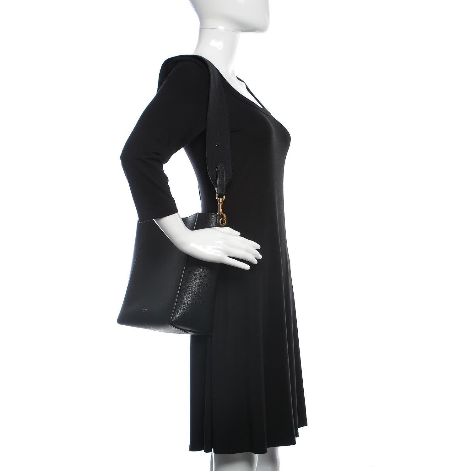 Celine Soft Grained Calfskin Small Sangle Bucket Bag Black 2 of 10
