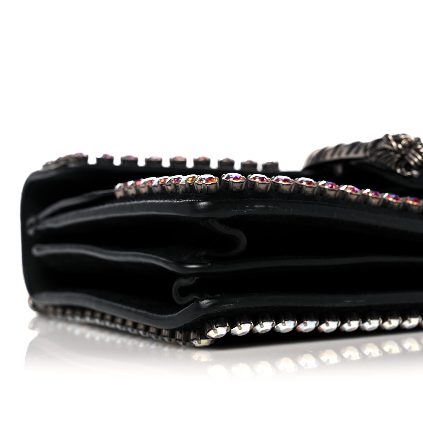 Suede Crystal Small Dionysus Shoulder Bag Black