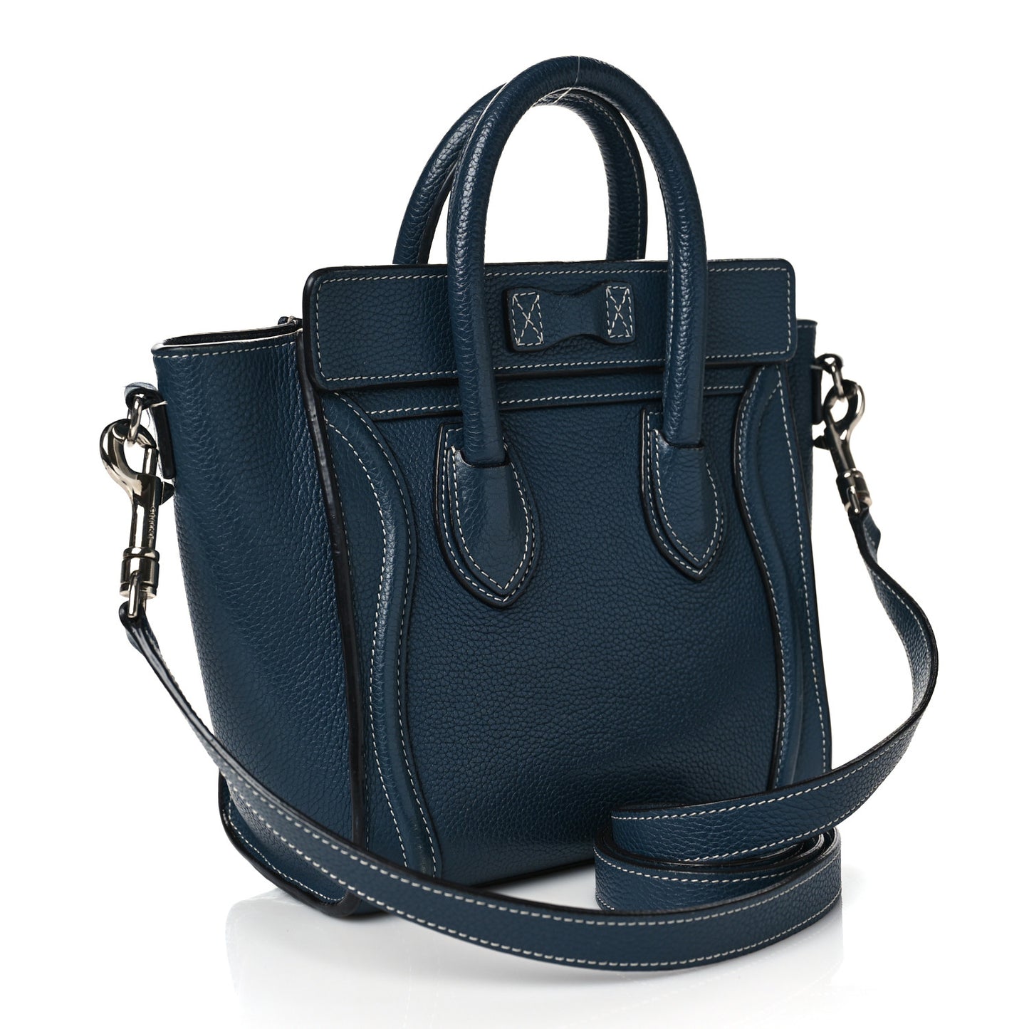 Drummed Calfskin Nano Luggage Petrol