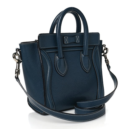 Celine Drummed Calfskin Nano Luggage Petrol 2 of 15