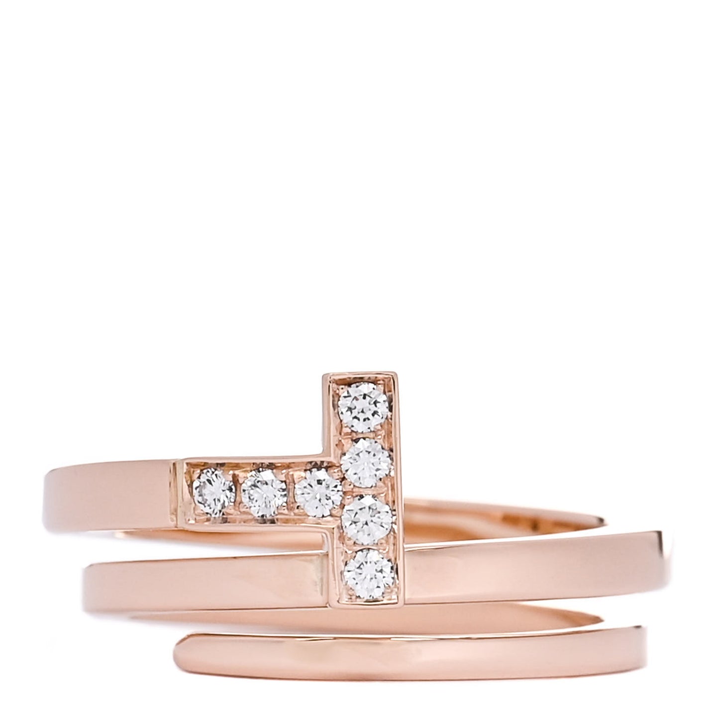 18K Rose Gold Diamond T Square Wrap Ring 52 6
