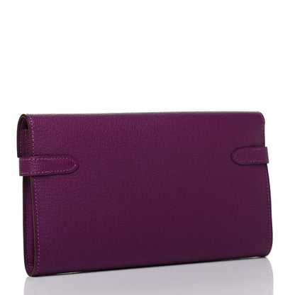 Hermes Chevre Mysore Kelly Longue Wallet Anemone 3 of 9