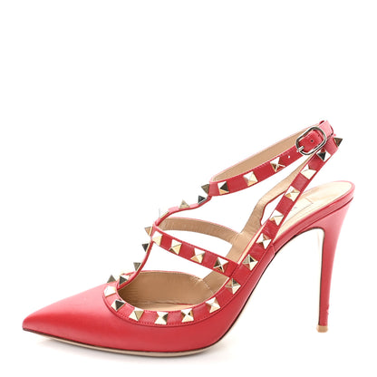 Valentino Garavani Calfskin Rockstud Ankle Strap 100mm Pumps 38.5 Rosso Valentino 1 of 10