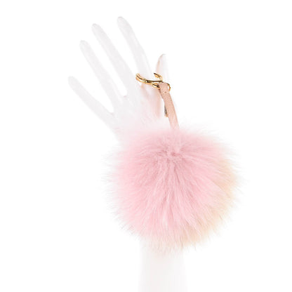 Fendi Fox Fur Vitello Elite Bi-Color Pom Pom Bag Charm Rosa Cammello Cipria 2 of 6