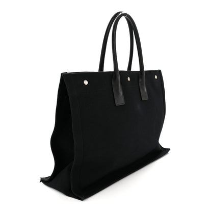 Saint Laurent Linen Calfskin Rive Gauche Tote Black 3 of 13