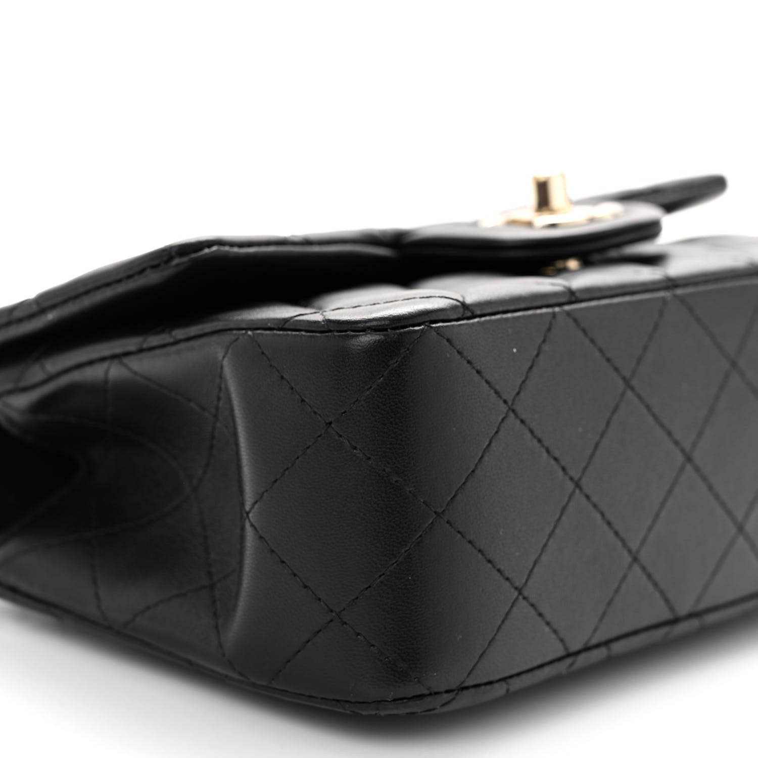 Chanel Lambskin Pearl Crystal Quilted Mini CC Lion Charm Top Handle Rectangular Flap Black 9 of 11