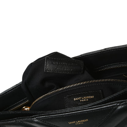Saint Laurent Grain De Poudre Matelasse Chevron Medium Tribeca Shopping Bag Black 7 of 11