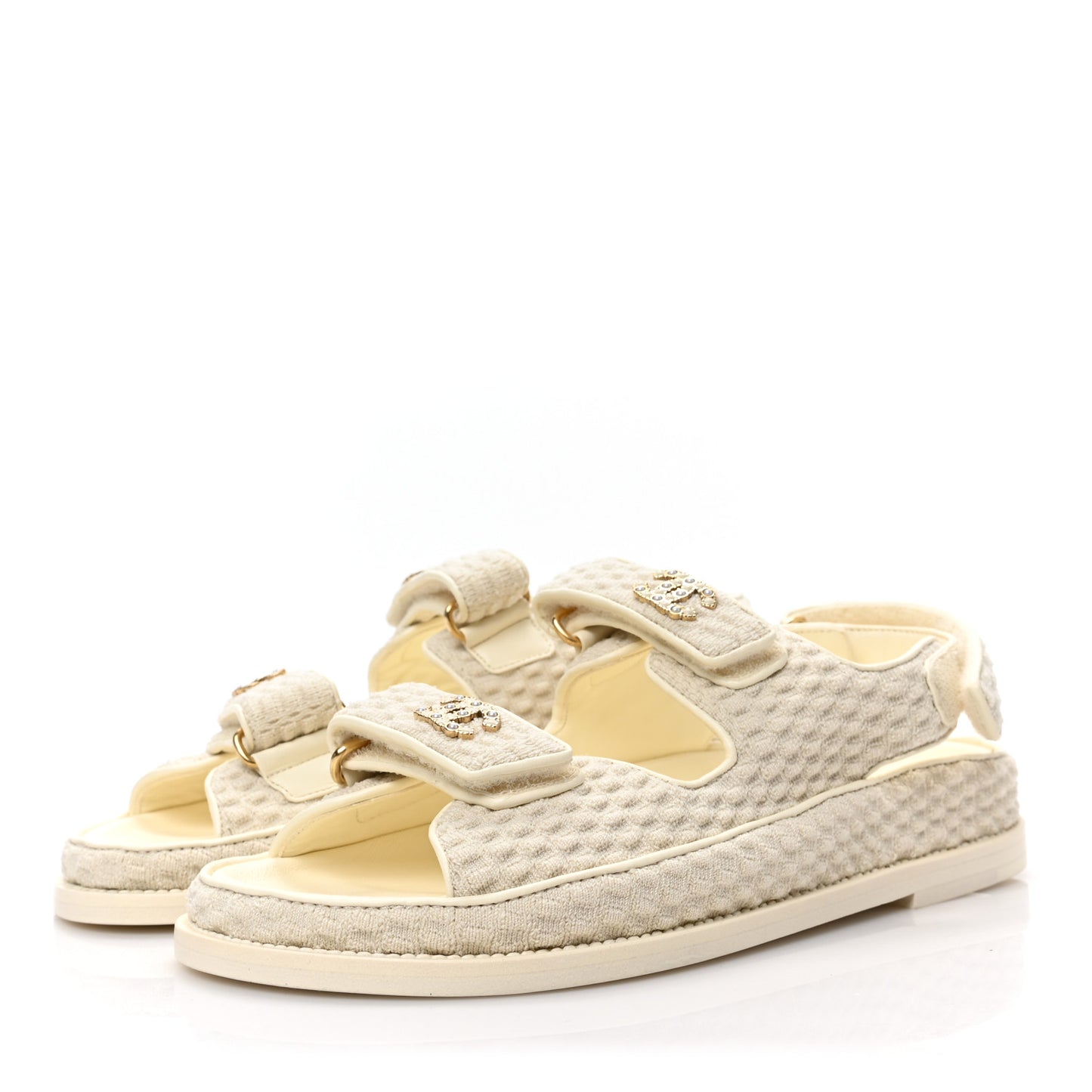 Knit Fabric Velcro Dad Sandals 37.5 Ivory