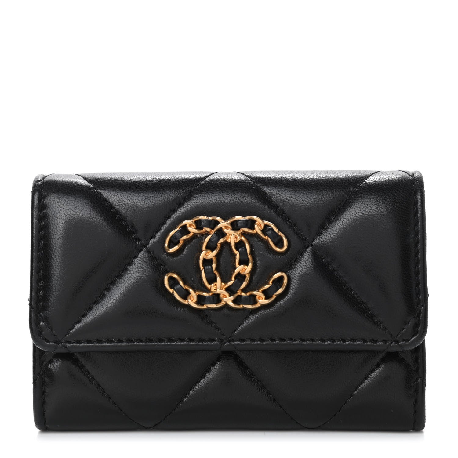 Chanel Lambskin Quilted Chanel 19 Flap Card Holder Black 1 of 4
