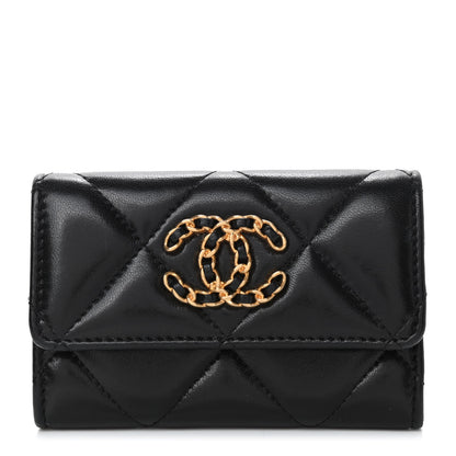 Chanel Lambskin Quilted Chanel 19 Flap Card Holder Black 1 of 4