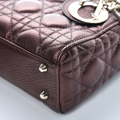 Christian Dior Metallic Grained Calfskin Cannage Mini Lady Dior Noisette 9 of 11