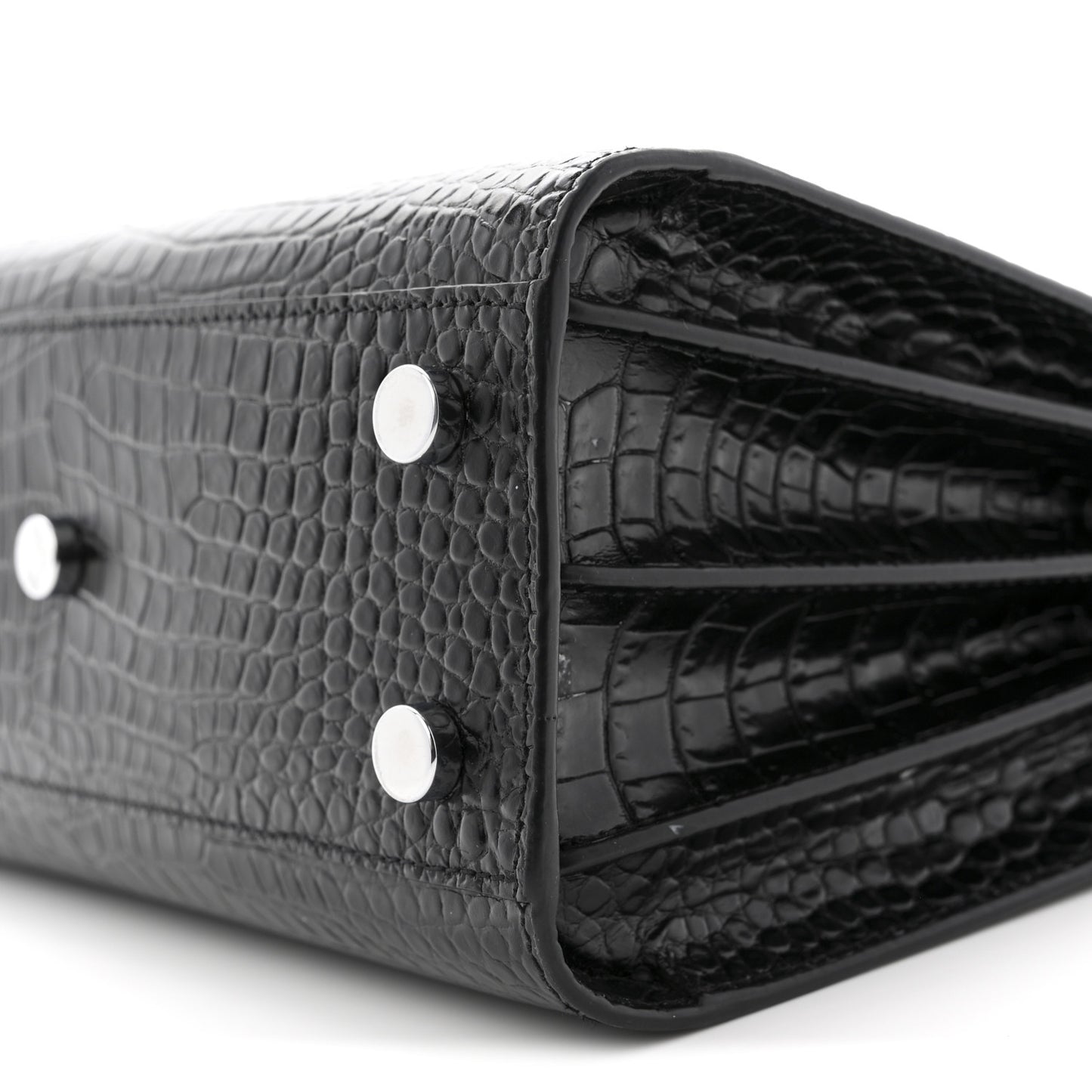 Calfskin Crocodile Embossed Nano Sac De Jour Black