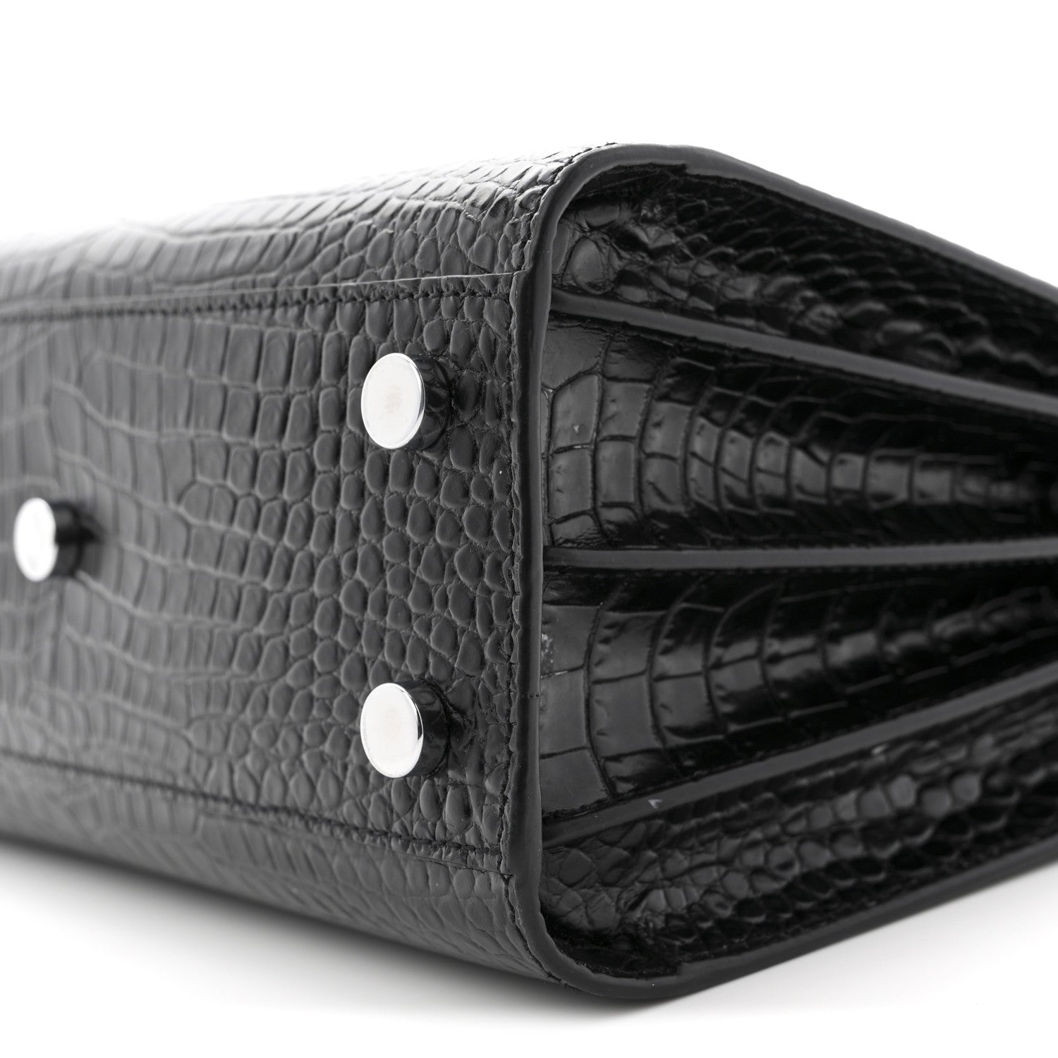 Saint Laurent Calfskin Crocodile Embossed Nano Sac De Jour Black 10 of 12