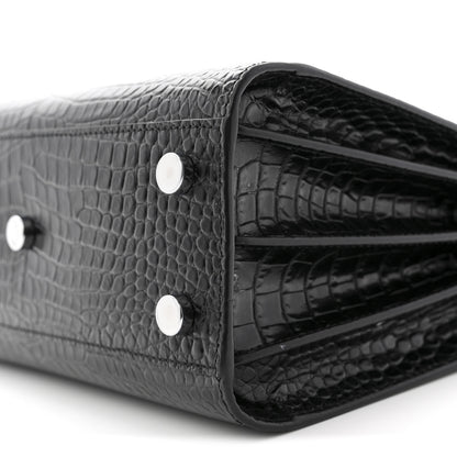 Saint Laurent Calfskin Crocodile Embossed Nano Sac De Jour Black 10 of 12