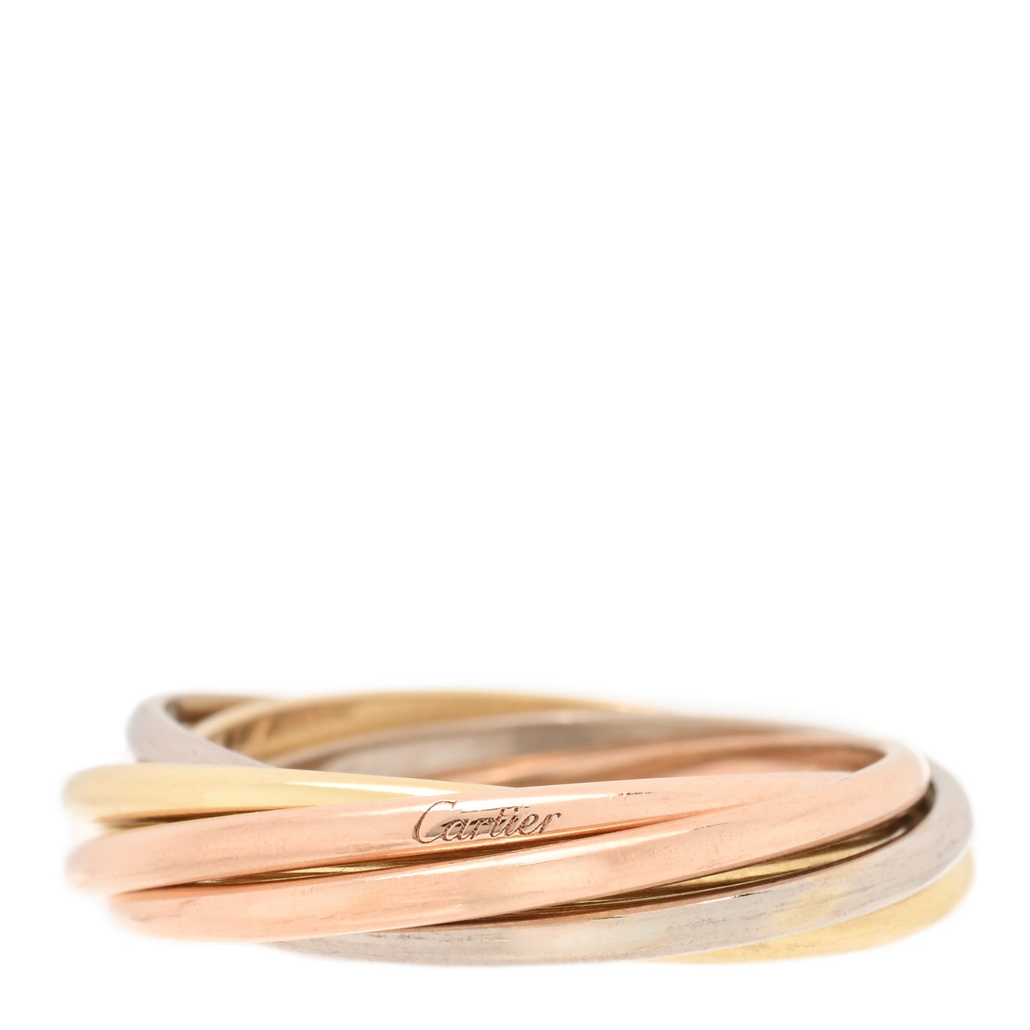 Cartier 18K Pink White Yellow Gold 7 Band Trinity Ring 53 6.25 1 of 5