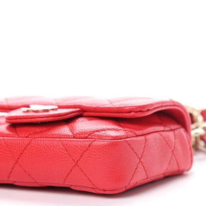 Chanel Caviar Quilted Mini Chain Belt Bag Red 6 of 9