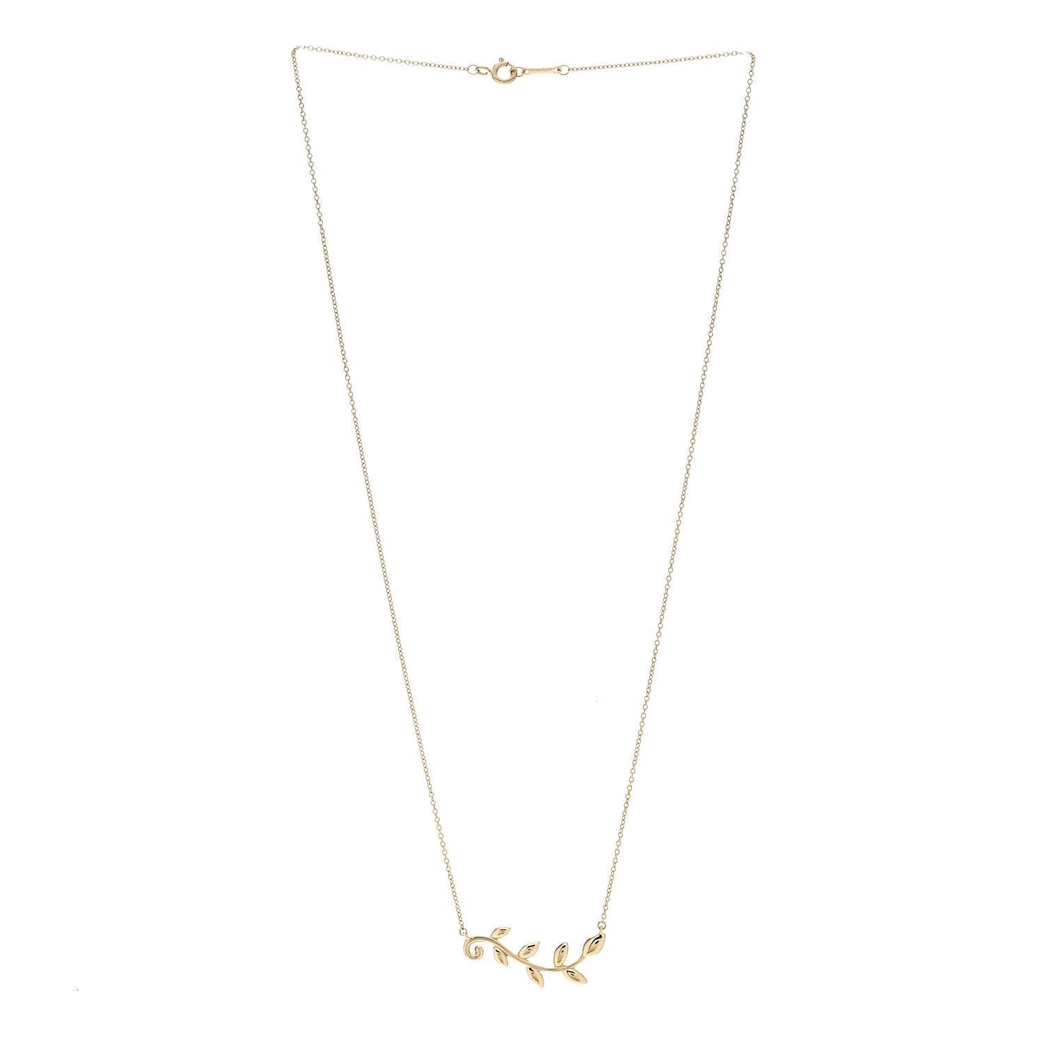 Tiffany 18K Yellow Gold Paloma Picasso Olive Leaf Vine Pendant Necklace 3 of 6