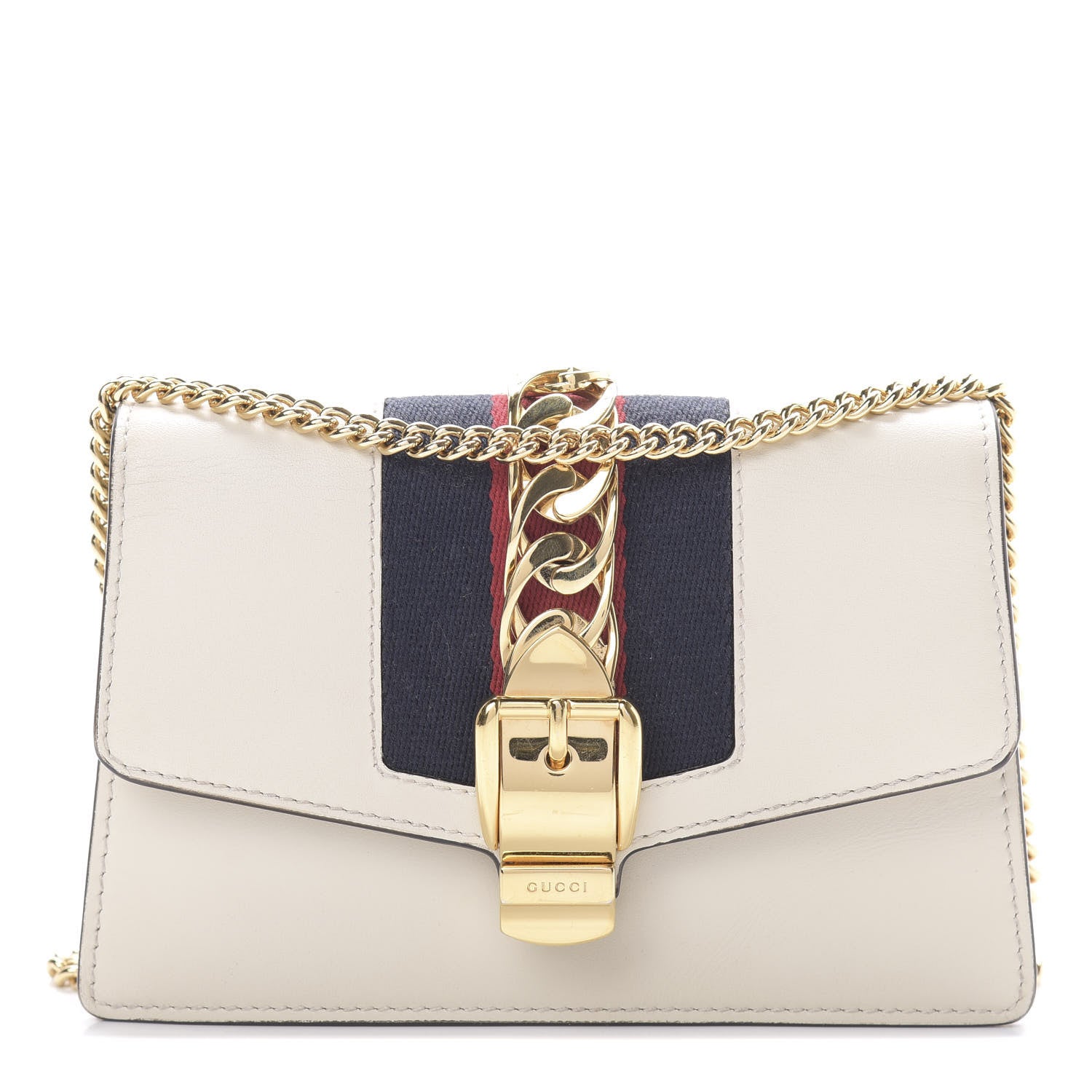 Gucci Calfskin Super Mini Sylvie Chain Shoulder Bag White 1 of 11