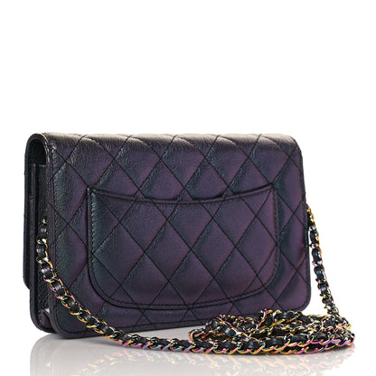 Chanel Iridescent Goatskin Quilted Wallet On Chain WOC Purple 3 of 12
