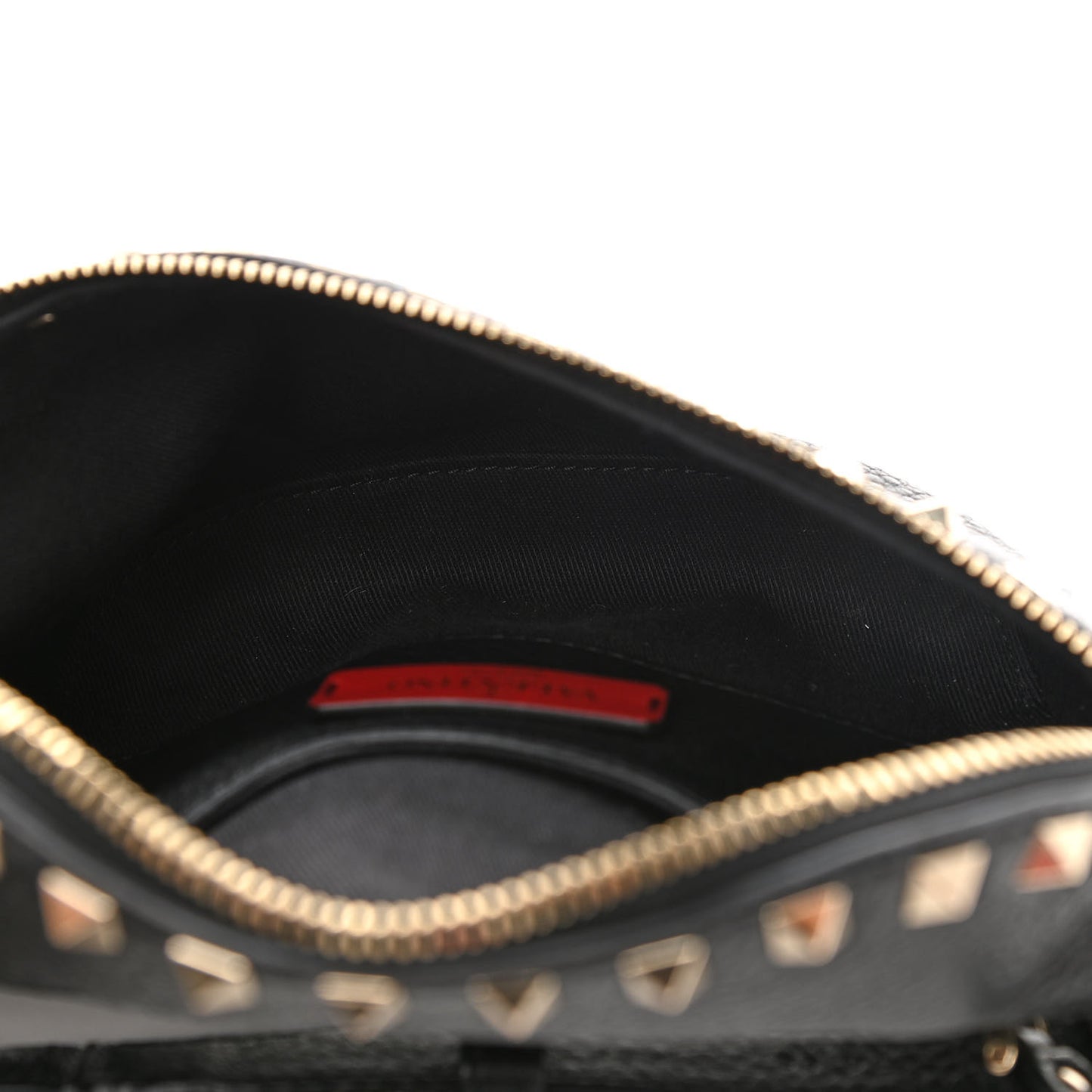 Grainy Calfskin Rockstud Belt Bag Black