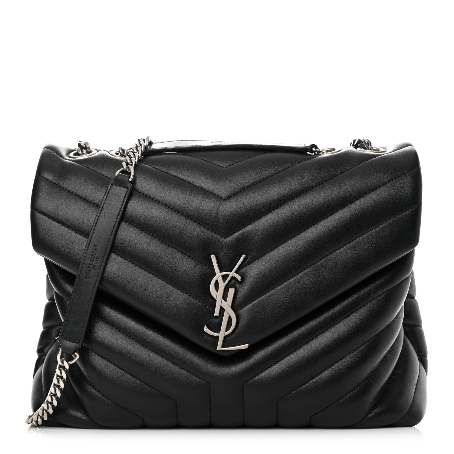 Saint Laurent Calfskin Y Quilted Monogram Medium Loulou Satchel Black 1 of 17