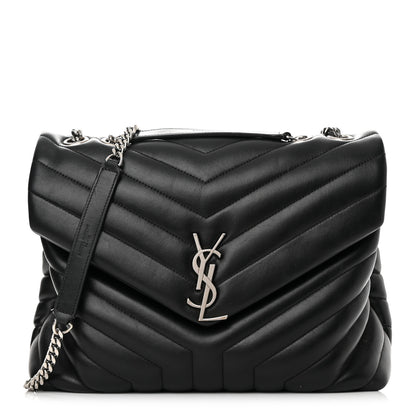 Saint Laurent Calfskin Y Quilted Monogram Medium Loulou Satchel Black 1 of 17
