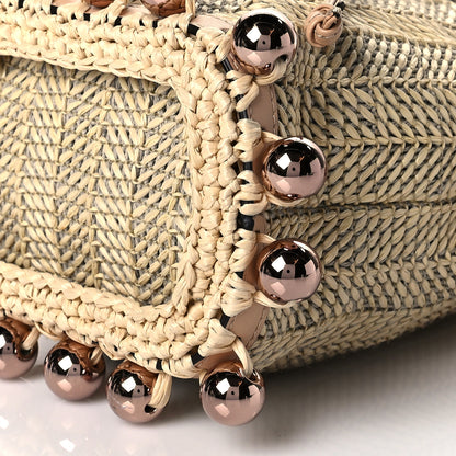 Fendi Raffia Pearl Herringbone Embellished Mini Mon Tresor Bucket Bag 9 of 9