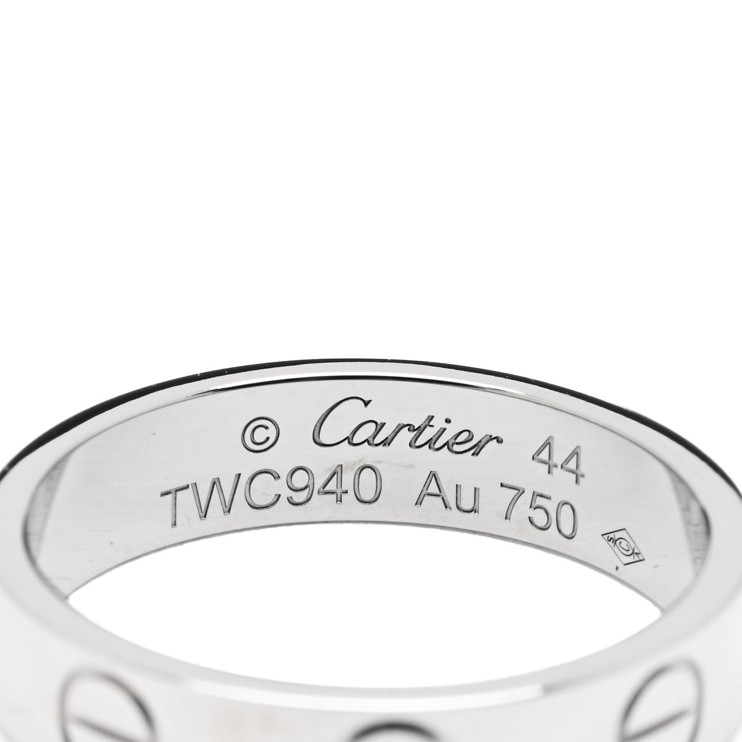 18K White Gold 3.5mm LOVE Wedding Band Ring 44 3