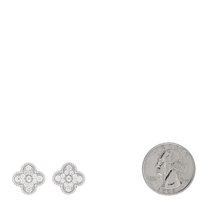 Van Cleef & Arpels 18K White Gold Diamond Vintage Alhambra Earrings 2 of 5