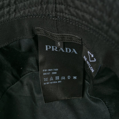 Prada Re-Nylon Metal Triangle Logo Mens Bucket Hat S Black 8 of 10