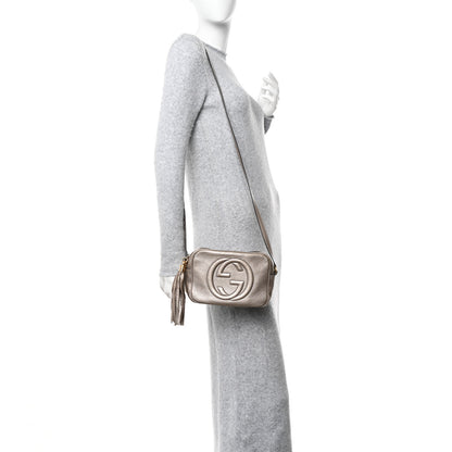 Gucci Metallic Pebbled Calfskin Small Soho Disco Bag Golden Beige 2 of 12