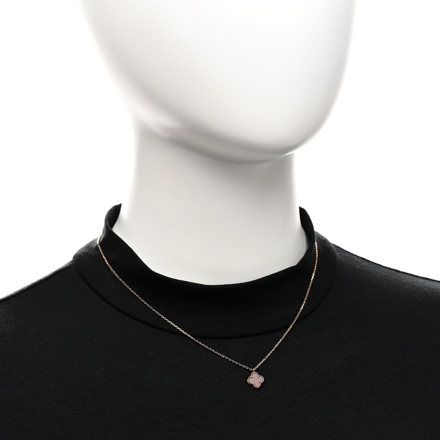 18K Rose Gold Carnelian Sweet Alhambra Pendant Necklace
