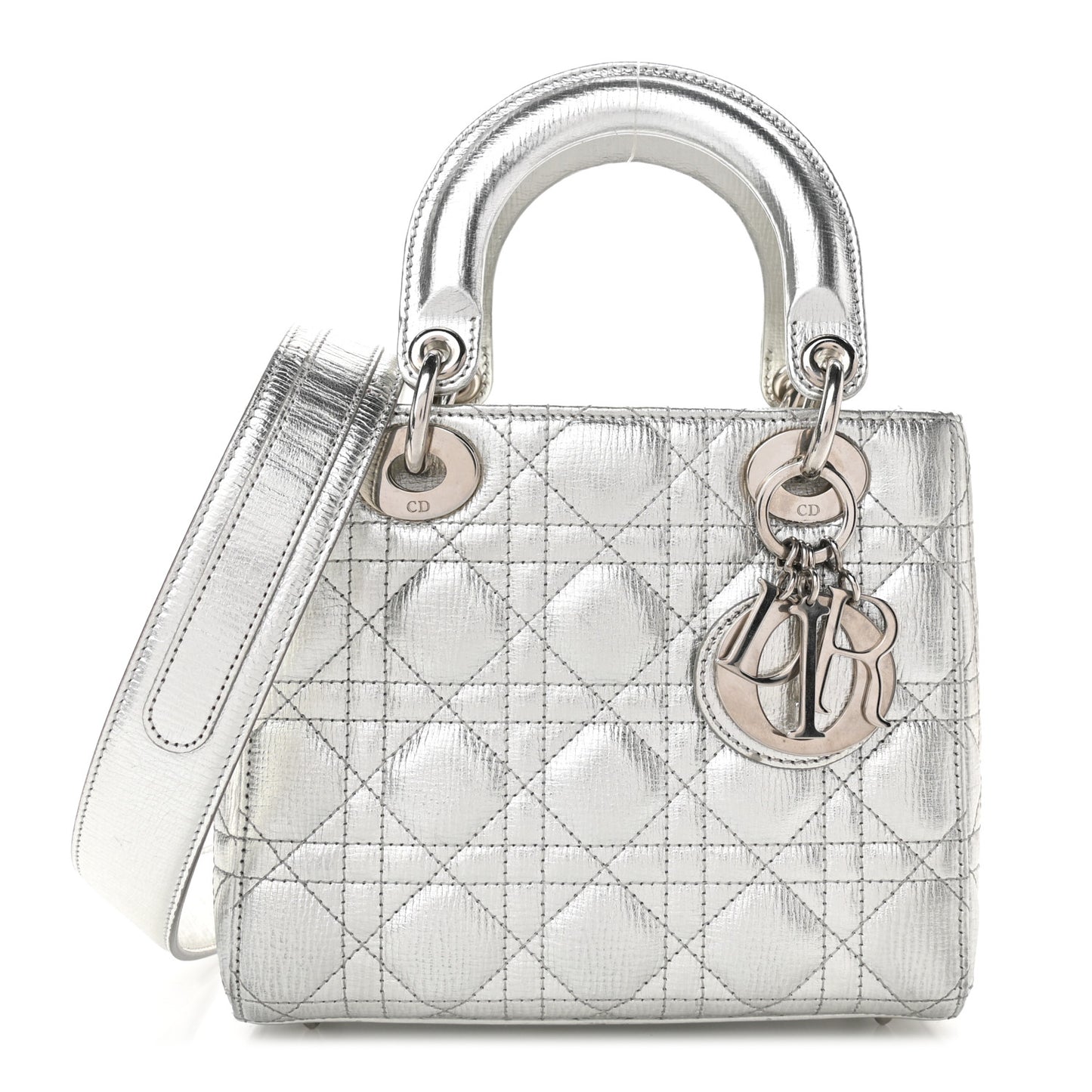 Metallic Grained Calfskin Cannage My ABCDior Lady Dior Silver
