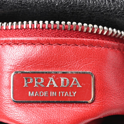 Prada Grained Calfskin Saffiano Robot Shoulder Bag Black White 6 of 10