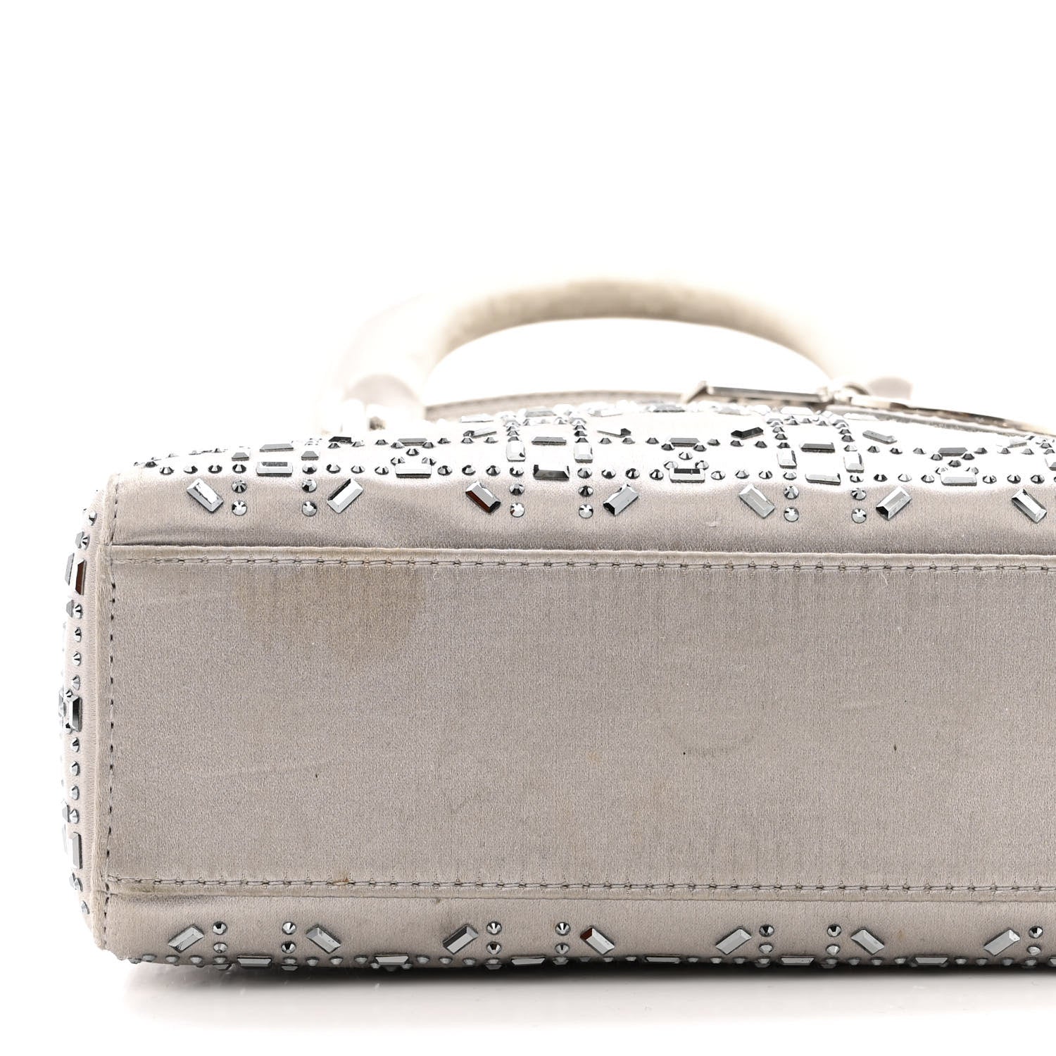 Christian Dior Satin Crystal Cannage Mini Lady Dior Gray 14 of 16