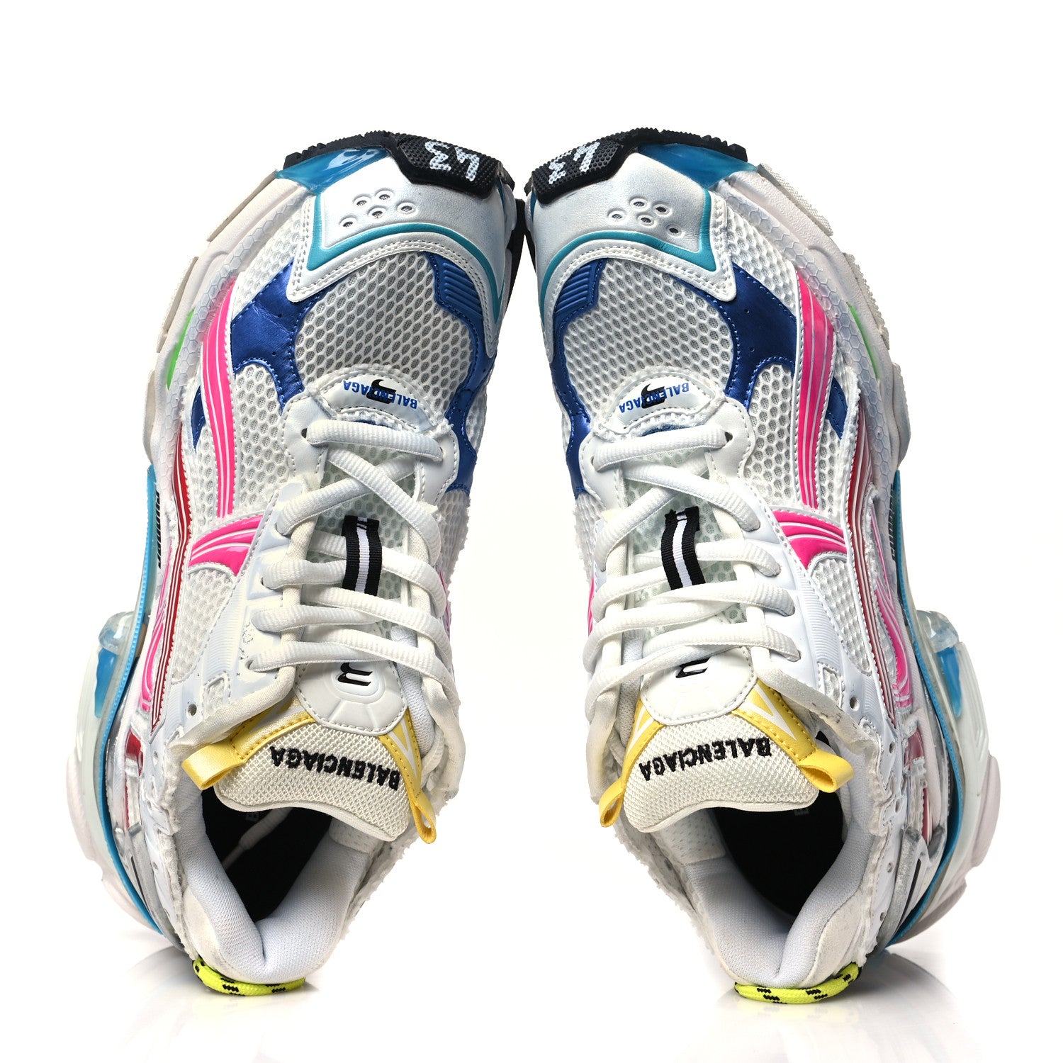 Balenciaga Mesh Rubber Distressed Mens Runner Sneakers 43 Multicolor 2 of 11