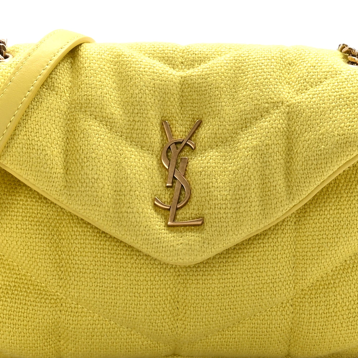 Canvas Quilted Toy Loulou Puffer Monogram Chain Satchel Jaune Citron