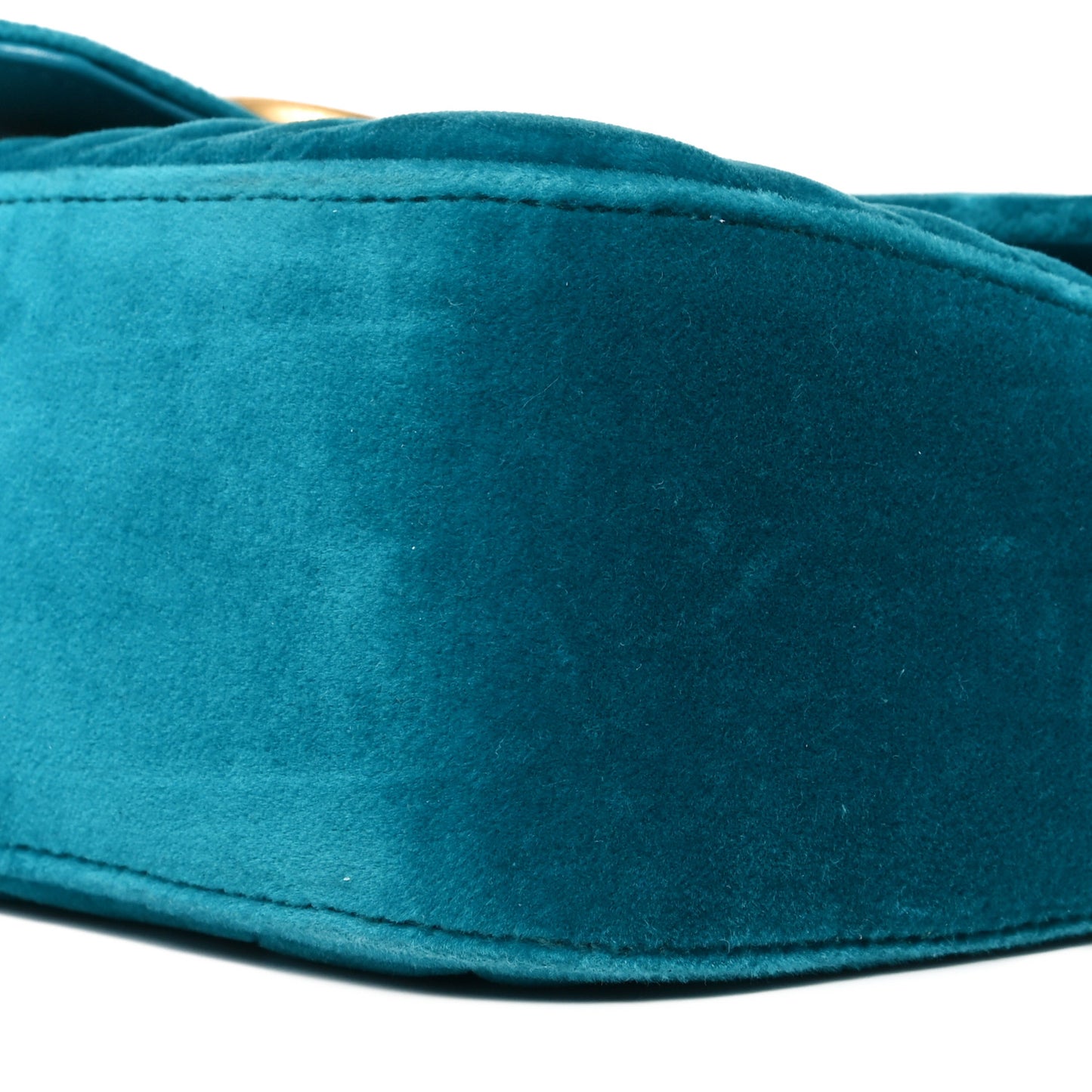 Velvet Matelasse Small GG Marmont Shoulder Bag Pavone Cyan