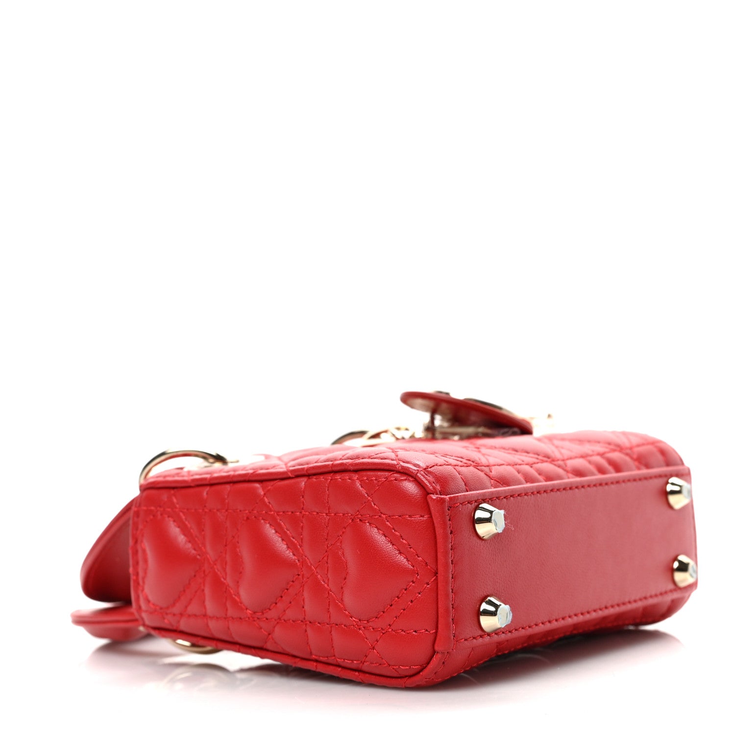Christian Dior Calfskin Cannage Dioramour Micro Lady Dior Bright Red 4 of 8