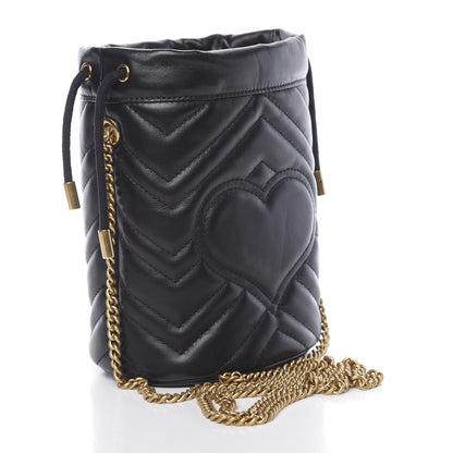 Gucci Calfskin Matelasse Mini GG Marmont 2.0 Bucket Bag Black 3 of 11