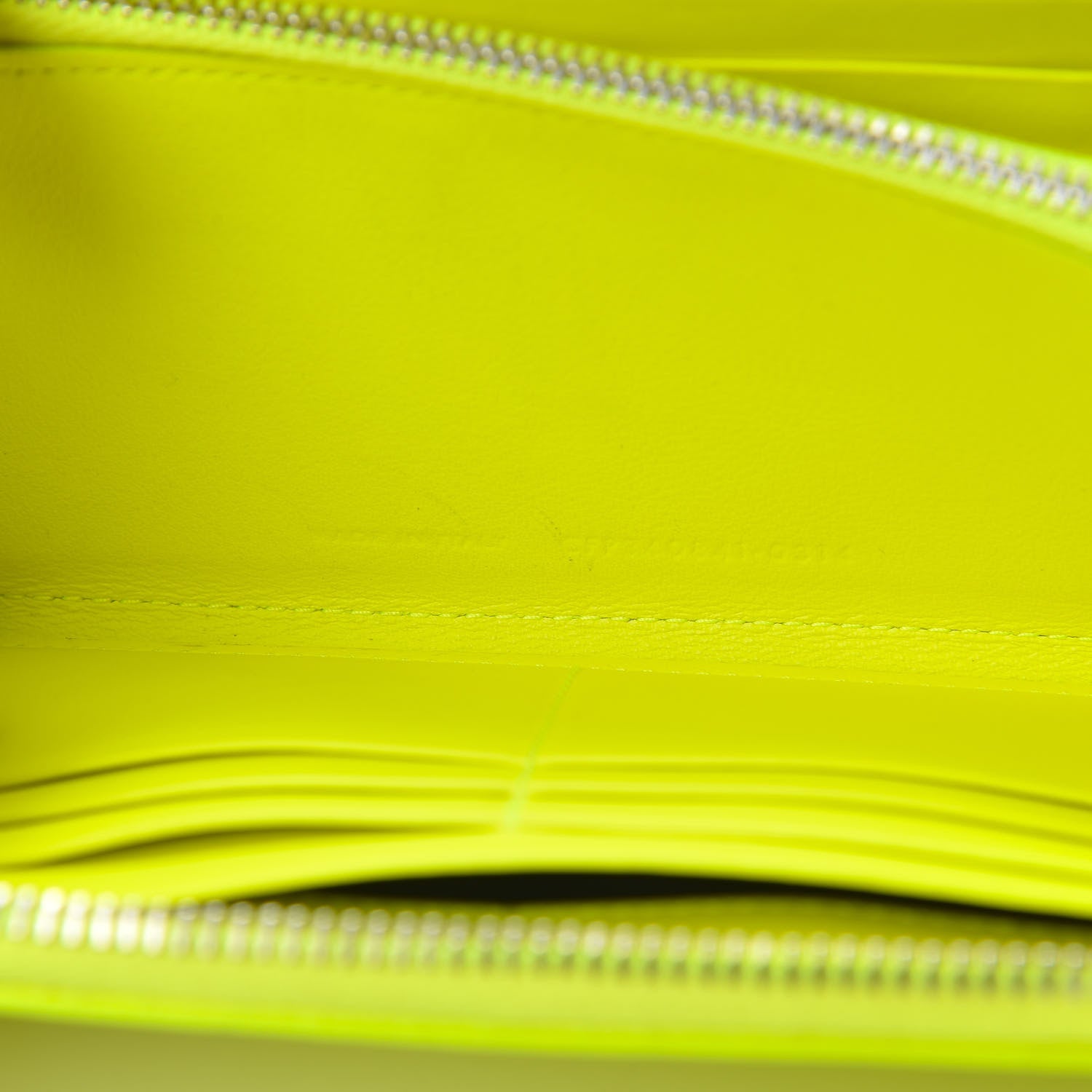 Saint Laurent Grain De Poudre Classic Zip Around Wallet Neon Yellow 7 of 9